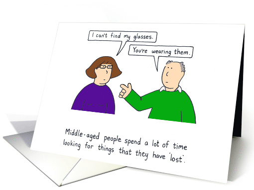 Birthday Middle Age Humor Forgetting Things Cartoon Couple card