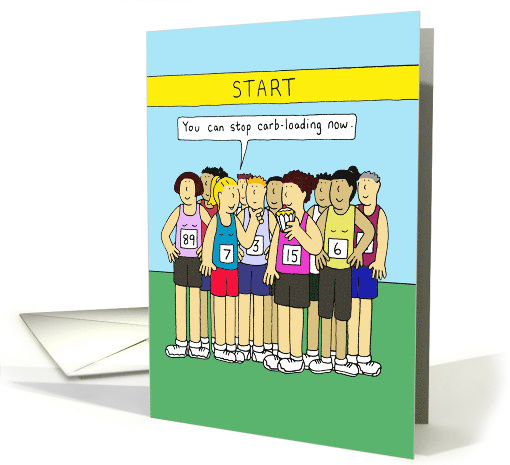 Start of Running Race Carbo Loading Cartoon Humor card (1059943)