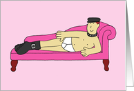 Cartoon Gay Male Biker Nurse Birthday Humor Man in Underpants & Boots card