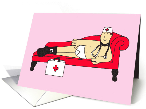 Sexy Gay Get Well Soon Cartoon Funny Male Biker Nurse card (1065727)