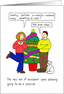 Christmas Cartoon Humor the Unromantic Gift from Him for Her card