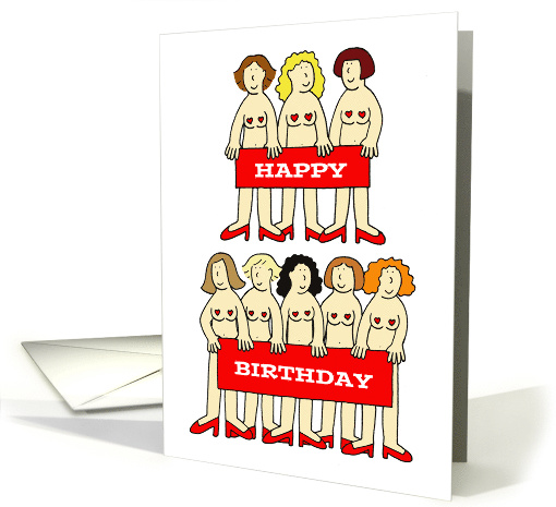 Happy Birthday Burlesque Almost Naked Cartoon Ladies... (1067059)
