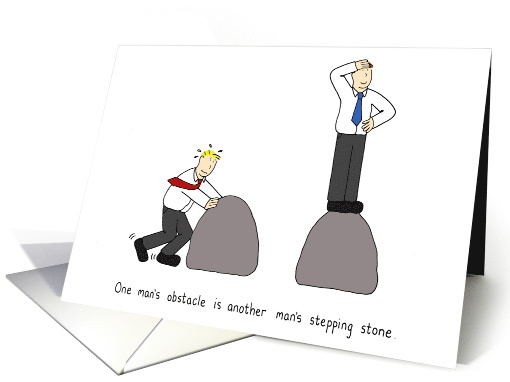 Business Motivational Cartoon Obstacles and Stepping Stones card