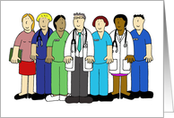 Medical Team Doctors and Nurses Appreciation and Thanks Cartoon Group card