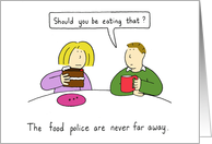 Dieting Humor Guilt Free Cake Eating Food Police Cartoon card