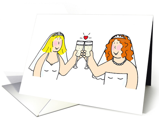 Congratulations Two Cartoon Brides Civil Partnership or Wedding card