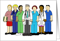 Welcome to the Medical Team Cartoon Group of Employees card