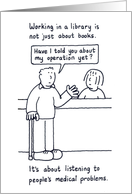 Librarian Birthday Humor Cartoon Customer and Staff Member card