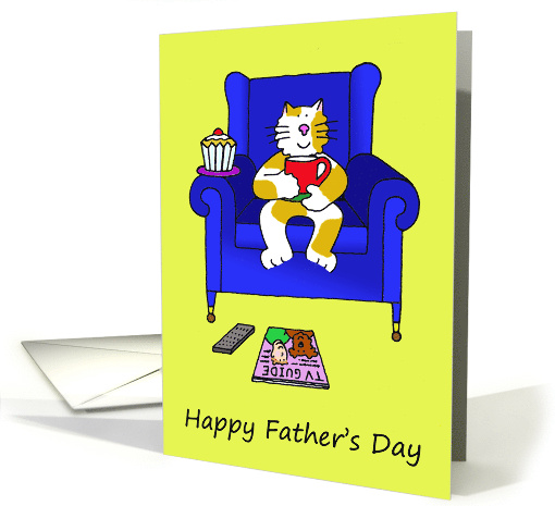 Happy Father's Day from the Cat Cartoon Cat in an Armchair card