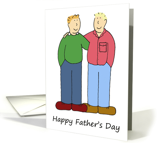 Gay Father's Day Two Cartoon Dads with Arms Around Each Other card