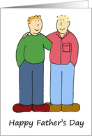 Gay Father’s Day Two Cartoon Dads with Arms Around Each Other card