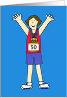 Congratulations on Running 50th Marathon for Her Cartoon card