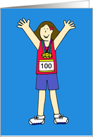 Congratulations on Running 100th Marathon for Her Cartoon card