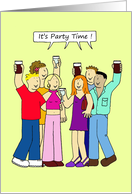 Party Time Cartoon Group of Young People Celebrating a Birthday card