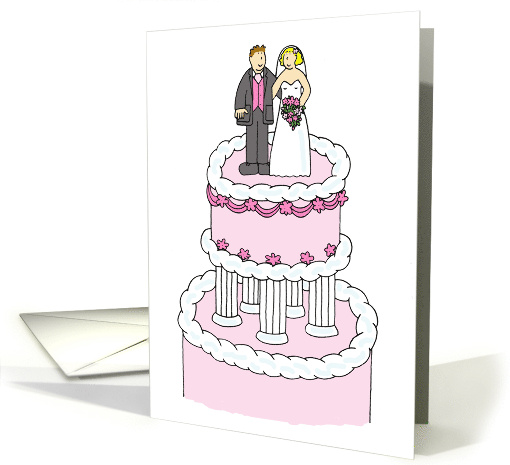 Wedding Marriage Celebration Romantic Bride and Groom on a Cake card