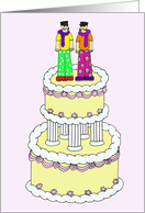 Civil Union or Wedding Congratulations Funky Male Couple on a Cake card