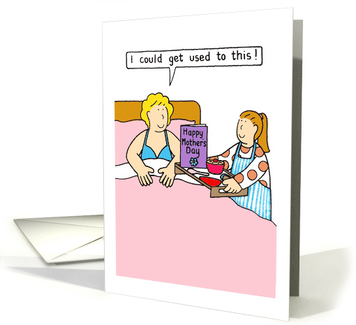 Happy Mother's Day Breakfast in Bed from Daughter Cute Cartoon card