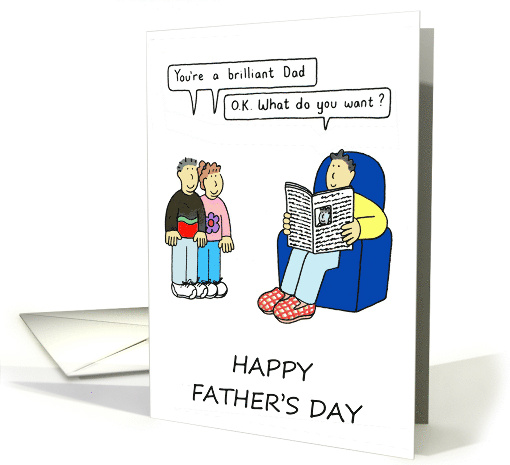 Happy Father's Day Funny Cartoon Dad with Children card (1089624)