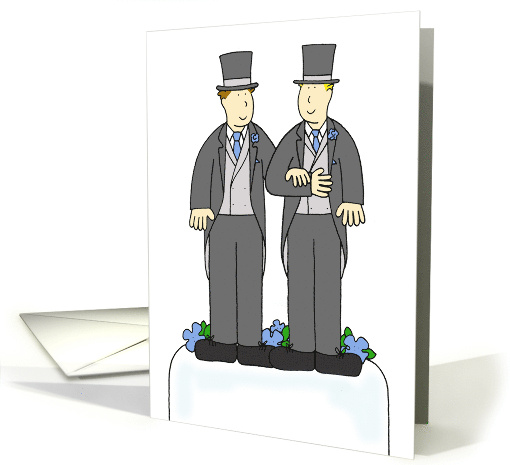 Civil Union Wedding Congratulations Cartoon Grooms on Top... (1094384)