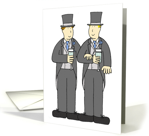 Civil Union or Wedding Congratulations Cartoon Men in Formal Wear card