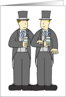 Civil Union or Wedding Congratulations Cartoon Men in Formal Wear card