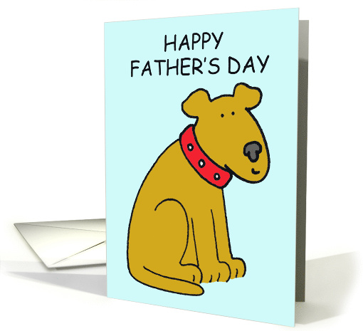 Happy Father's Day from Cute Cartoon Brown Dog with Red Collar card