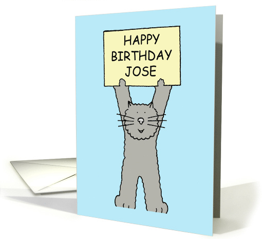 Jose Happy Birthday Cute Kitten Holding a Banner card (1098802)