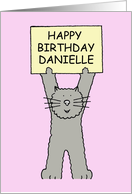 Happy Birthday Danielle Cute Cartoon Cat Sending Birthday Wishes card