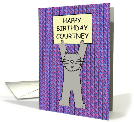 Happy Birthday Courtney Cute Grey Kitten card (1099328)