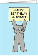 Happy Birthday Jordan cute grey kitten. card
