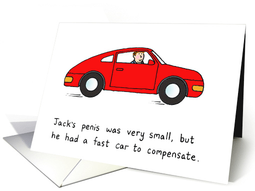 Jack's Fast Red Car Small Penis Cartoon Humor card (1102596)