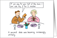 Dating Trauma Funny Cartoon Couple Humor 2 for 1 Voucher card