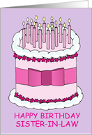 Happy Birthday Sister in Law Cartoon Cake and Candles card