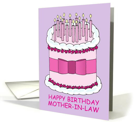 Happy Birthday Mother in Law Cartoon Cake and Candles card (1104794)