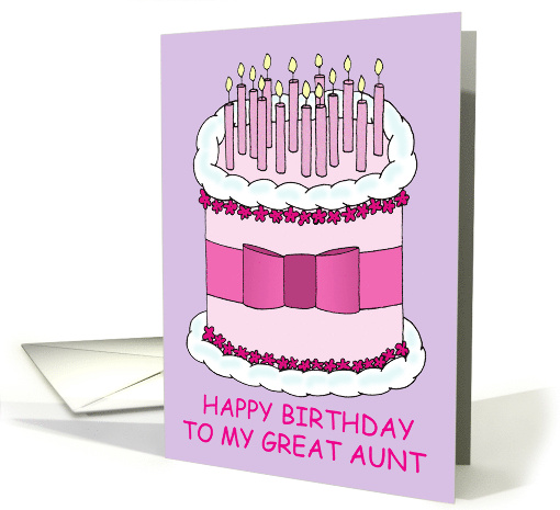 Great Aunt Happy Birthday Cartoon Cake and Candles card (1104800)