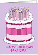Grandma Happy Birthday Classic Pink Cake with Lit Candles card