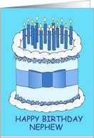 Nephew Happy Birthday Cartoon Cake with Candles card