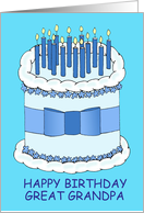 Great Grandpa Happy Birthday Cartoon Cake with Candles card