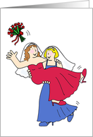 Lesbian Civil Union Congratulations Two Cartoon Brides card