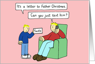 Happy Christmas Cartoon Humor Texting a Christmas Letter to Santa card