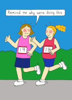 Running Encouragement for Her Ladies Jogging Cartoon Fun