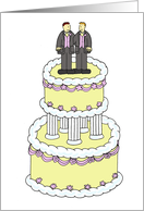 Wedding Congratulations in German Gay Male Couple on a Cake card