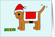 Happy Christmas from the Dog Cartoon Dog in a Santa Claus Outfit card