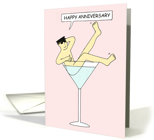 Happy Anniversary Burlesque Gay Man in Cocktail Glass card (1129900)