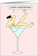 Happy Anniversary Burlesque Gay Man in Cocktail Glass card