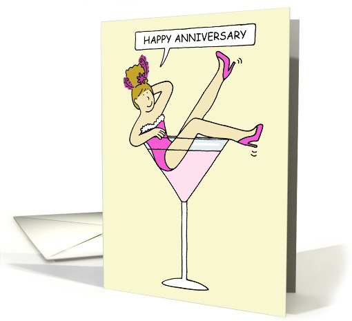 Happy Anniversary Cartoon Burlesque Lady Sitting in... (1129904)