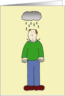 Under the Weather Feel Better Soon Cartoon Man Under Rain Cloud card