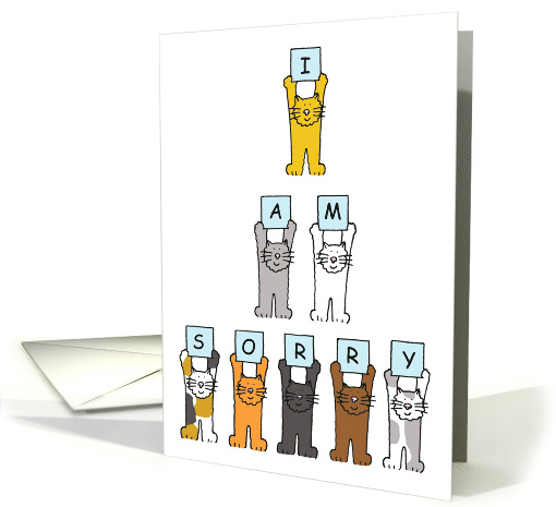 I Am Sorry Cute Cartoon Cats Holding Letters card (1134982)
