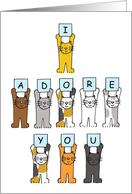 I Adore You Cartoon Cats with Romantic Message card