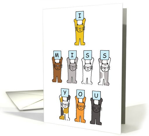 I Miss You Cute Cartoon Cats Holding Up Letters card (1135000)